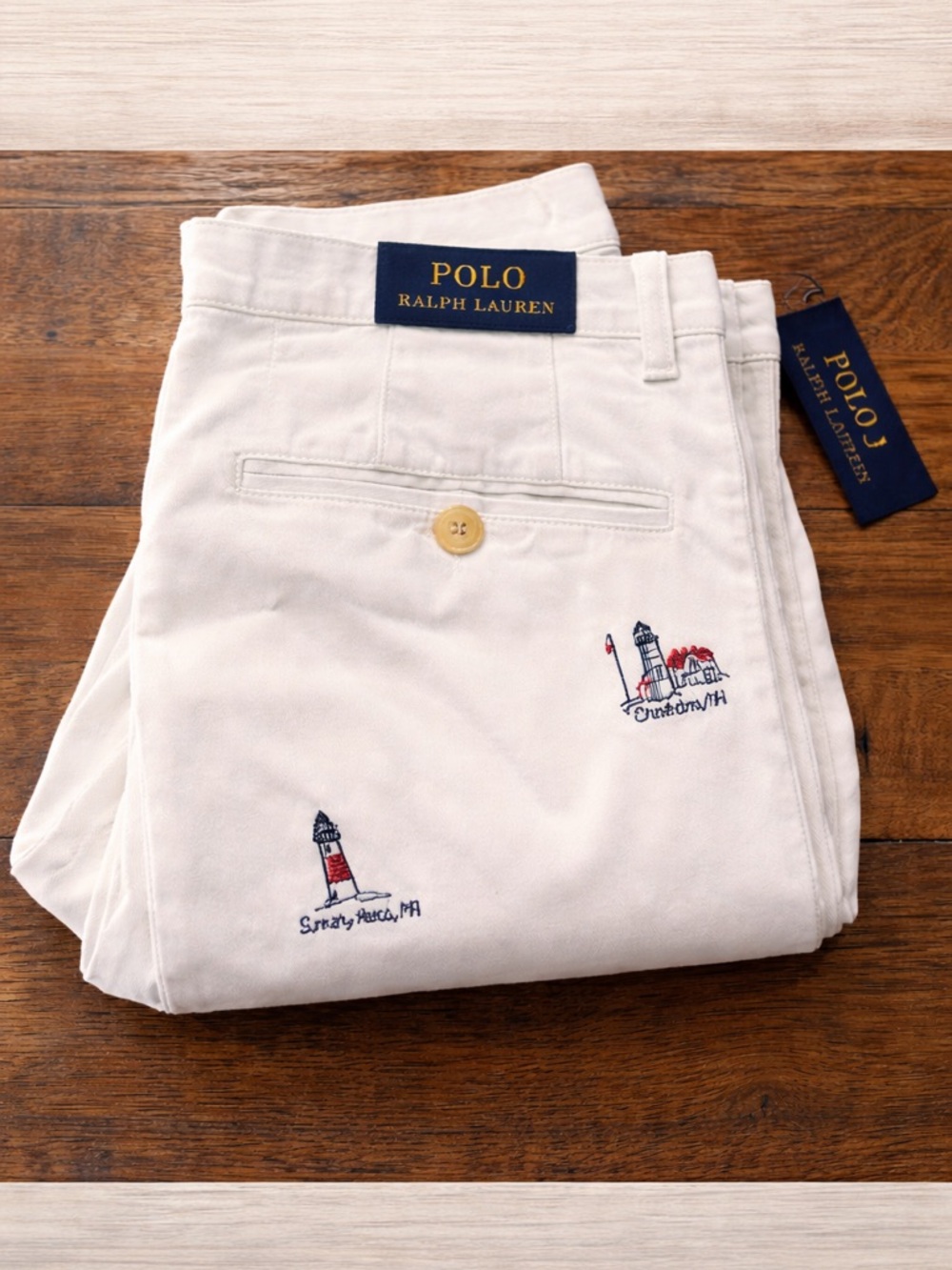 NWT Polo Ralph Lauren Lighthouse Embroidered Chinos – White – 32x32